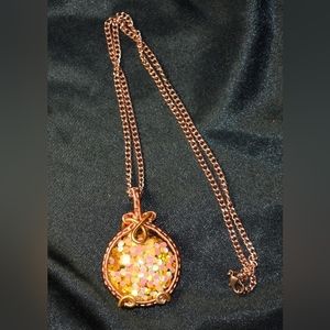 Resin Wire Wrapped Pendant Necklace
